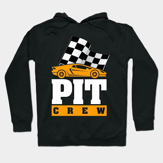 'Pit Crew Checkered Flag' Cool Car Racing Gift Hoodie by ourwackyhome